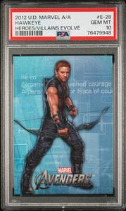 2012 UPPER DECK MARVEL AVENGERS ASSEMBLE HEROES/VILLAINS EVOLVE HAWKEYE #E-28 - PSA 10 With Mastercard Cheap Online