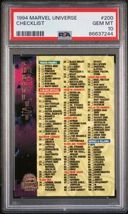 1994 MARVEL UNIVERSE CHECKLIST  #200 - PSA 10 Outlet Top Quality