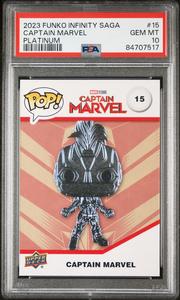 2023 UPPER DECK FUNKO POP MARVEL  CAPTAIN MARVEL PLATINUM #15  PSA 10 Cheap Sale Genuine