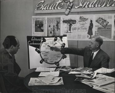 1940 Press Photo Bill Conrad and George Comte on WTMJ-TV's "Salute to Industry" With Paypal For Sale
