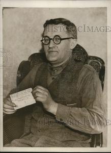 1933 Press Photo David Feins won $500,000 in Cuban Sweepstakes Clearance Classic