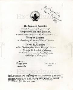 1949 Press Photo Harry Truman's inaugural invitation Cheap Sale How Much