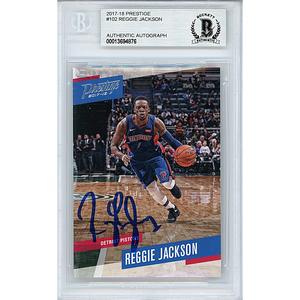 Reggie Jackson Signed Detroit Pistons 2017-18 Panini Prestige Basketball Card Beckett Sale Low Pice Fee Shipping