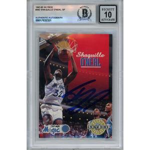 Shaq O'neal Autographed 1992 Skybox #382 Trading Card Beckett 43070 The Cheapest Cheap Pice