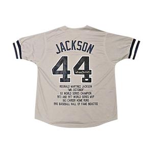 Reggie Jackson New York Yankee Autographed Signed Pro-Style Away Embroidered Stat Jersey (JSA COA) Discount Professional