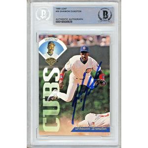 Shawon Dunston Chicago Cubs Signed 1995 Leaf Baseball Card Beckett Authentic Auto Slab Really For Sale