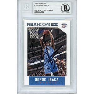 Serge Ibaka Signed Oklahoma City Thunder 2015-16 Hoops Basketball Card Beckett Slab Free Shipping Low Cost