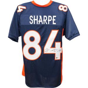 Shannon Sharpe Autographed/Signed Pro Style Blue Jersey Beckett 44683 Find Great Online