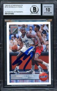 Shaquille O'Neal Auto 1992-93 UD McDonald's RC Gem 10 Beckett 13315302 Buy