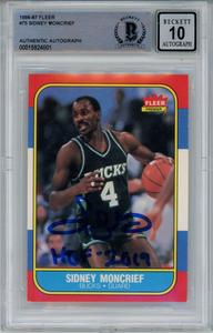Sidney Moncrief Signed 1986-87 Fleer #75 Rookie Card Beckett 10 Slab 42952 Deals Online