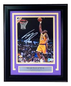 Shaquille O'Neal Signed Framed 8x10 Los Angeles Lakers Dunk Photo BAS 2025 Sale Online