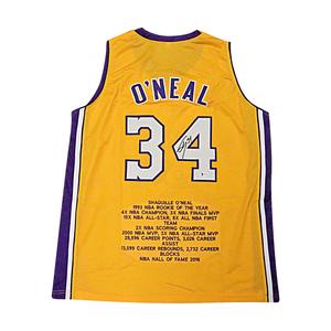 Shaquille O'Neal Los Angeles Lakers Autographed Signed Pro-Style Yellow Embroidered Stat Jersey (Beckett Holo) Cheap Exclusive