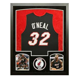 Shaquille O'Neal Signed Miami Black Custom Suede Matte Framed Jersey (Beckett) Outlet Visit
