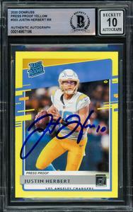 Justin Herbert 2020 Panini Donruss Rated Rookie Yellow RC Gem 10 Auto F 2025 New