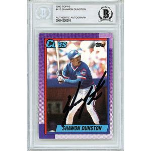 Shawon Dunston Signed Chicago Cubs 1990 Topps Baseball Card Beckett Authentic Auto Slab Cheap Sale Brand New Unisex