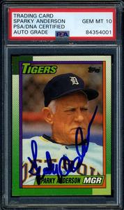 Sparky Anderson PSA DNA Gem Mint 10 Signed 1990 Topps Autograph Cheap Low Cost