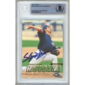 Shigetoshi Hasegawa LA Angels Signed 1997 Fleer Baseball Card Beckett Auth Auto Slab RC 100% Original Cheap Pice