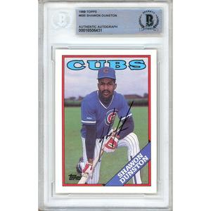 Shawon Dunston Chicago Cubs Signed 1988 Topps Baseball Card Beckett Authentic Auto Slab Cheap Sale New Arrival