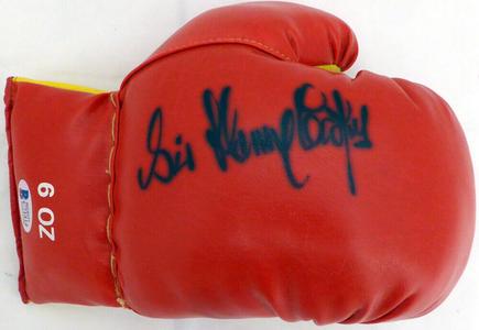 Sir Henry Cooper Autographed Signed Red Boxing Glove Beckett BAS #C71414 Authentic