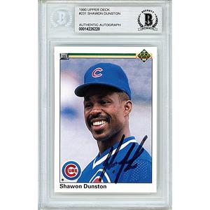 Shawon Dunston Signed Chicago Cubs 1990 Upper Deck Baseball Card Beckett Slab Low Cost Cheap Online
