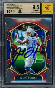 Justin Herbert 2020 Select Prizm Maroon Die Cut RC BGS 9.5 Gem 10 Auto Beckett Brand New Unisex