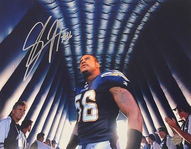 Shawne Merriman signed San Diego Chargers 8x10 Photo w/ #56 - AWM Hologram/COA Pictures Online