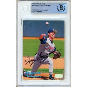 Shigetoshi Hasegawa LA Angels Signed 1998 Topps Stadium Club Card Beckett Auth Auto Slab Clearance Geniue Stockist