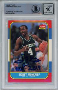 Sidney Moncrief Signed 1986-87 Fleer #75 Rookie Card Beckett 10 Slab 42936 Discount Visit New