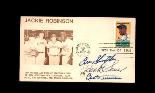 Slaughter Sauer Durocher JSA Signed FDC First Day Cover Cache Jackie Robinson Buy Cheap Clearance