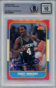 Sidney Moncrief Signed 1986-87 Fleer #75 Rookie Card Beckett 10 Slab 42908 Low Pice Sale Online