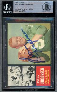 Sonny Jurgensen Beckett BAS Signed 1962 Topps Autograph Get Authentic Cheap Pice