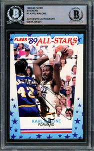 Karl Malone Autographed 1989-90 Fleer Sticker Card #1 Jazz Beckett #15781091 Outlet Discount Sale