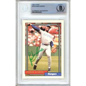 Ruben Sierra Texas Rangers Signed 1992 Topps Baseball Card Beckett Authentic Auto Slab Cheap Sale Purchase