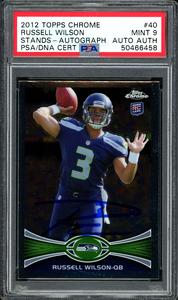 Russell Wilson Autographed 2012 Topps Chrome RC Card PSA 9 (Smear) 50466458 Limited Edition
