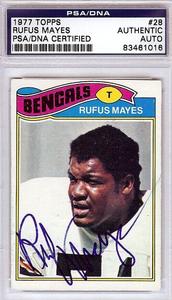 Rufus Mayes Autographed 1977 Topps Card #28 Cincinnati Bengals PSA/DNA #83461016 Free Shipping Clearance