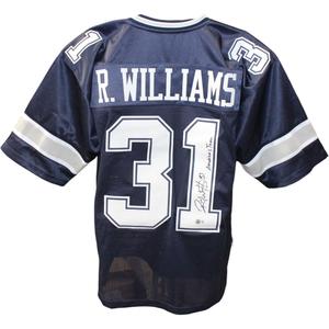 Roy Williams Autographed/Signed Blue Pro Style Jersey Insc. BAS 44070 Outlet Excellent
