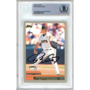 Russ Ortiz San Francisco Giants Signed 2000 Topps Baseball Card Beckett Auth Auto Slab For Cheap Online