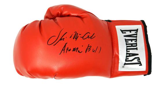 OLIVER McCALL Signed Everlast Red Boxing Glove w/Atomic Bull - SCHWARTZ Buy Cheap Get Authentic