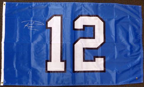 RUSSELL WILSON AUTOGRAPHED SEATTLE SEAHAWKS 12TH MAN 3X5 12 FLAG RW HOLO 130716 Genuine Online