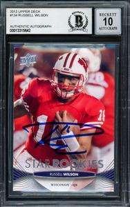RUSSELL WILSON AUTOGRAPHED 2012 UPPER DECK ROOKIE CARD GEM 10 AUTO BECKETT From China Free Shipping Low Pice
