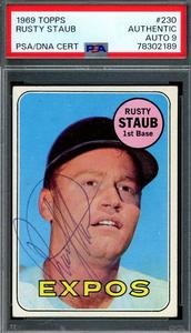 Rusty Staub Mint 9 PSA DNA Signed 1969 Topps Autograph Clearance Original