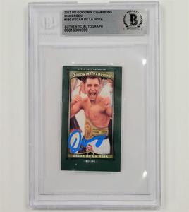 Oscar De La Hoya signed 2013 UD Goodwin Champions Mini Green #130 card auto BAS With Mastercard Cheap Pice