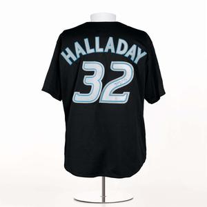 Roy Halladay Autographed Toronto Blue Jays Vintage Majestic Baseball Jersey Free Shipping Real