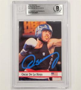 Oscar De La Hoya signed 1993 Fax Pax World of Sport #29 rc card auto Beckett BAS Discount Official Site