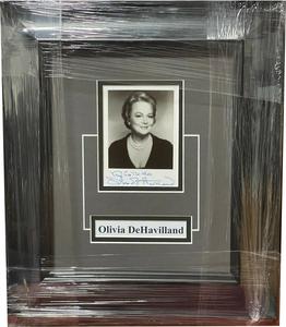 Olivia de Havilland signed 4x5 Photo Very Best Wishes Custom Framing (13x16) BAS Clearance Exclusive