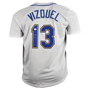 Omar Vizquel Signed Seattle White Baseball Jersey (JSA) Free Shipping Fast Delivery