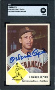 Orlando Cepeda SGC COA Signed 1963 Fleer Autograph Outlet Locations