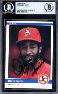 Ozzie Smith Beckett BAS Signed 1984 Fleer Autograph Sale Authentic