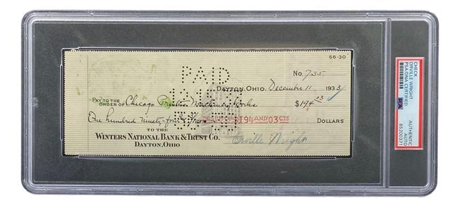Orville Wright Signed Slabbed Bank Check PSA/DNA 85200371 Outlet Amazon