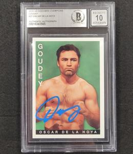Oscar De La Hoya signed 2015 UD Goodwin Champions Goudey card SP  BAS 10 auto With Mastercard